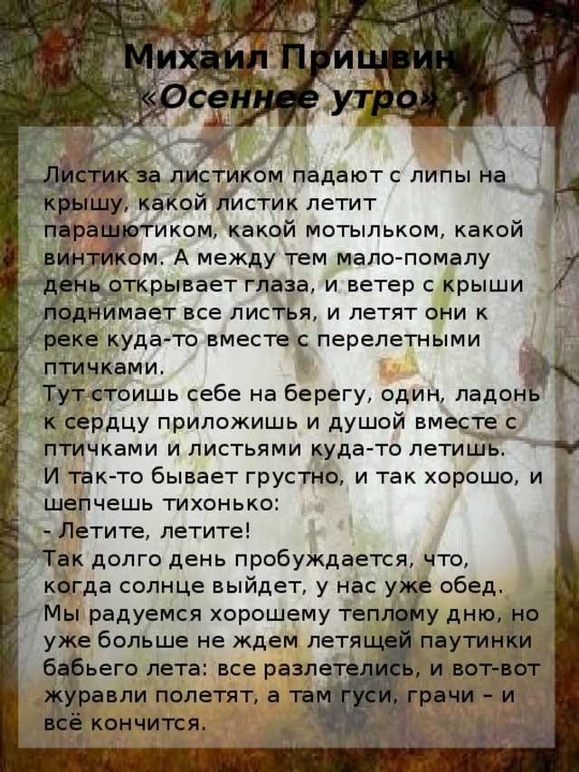 ГДЗ Литературное чтение 2 класс часть 1 Климанова страница 69 Номер 2 Какое осеннее утро помог увидеть тебе писатель Составь текстописание
